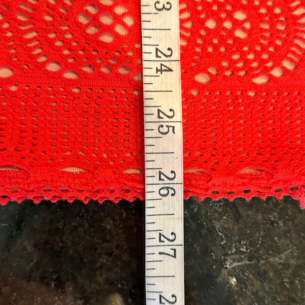 Free People Oceanside Coral Red Strapless Crochet Lace Dress Size Small - Picture 12 of 13